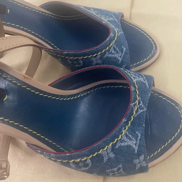 Louis Vuitton Rare Ankle Straps with Elegant Design Denim Sandals - Picture 8 of 8